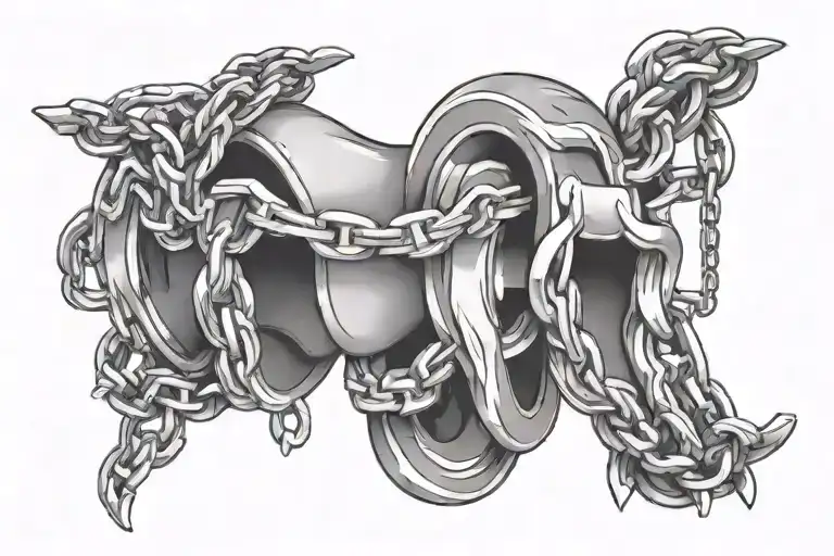 Bicep chain with hanging tattoo design idea