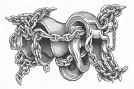 Bicep chain with hanging tattoo design idea