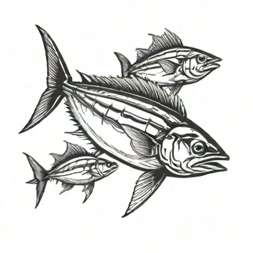 tuna and marlin fish tattoo design idea