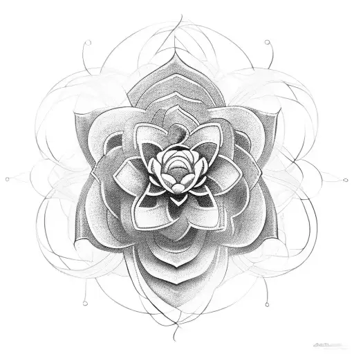 A sculpture-inspired tattoo of a flower blooming with energy radiating from its core tattoo design idea