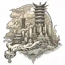 hong kong city skyline in the background tattoo design idea