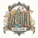 hong kong city skyline in the background tattoo design idea