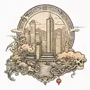 hong kong city skyline in the background tattoo design idea
