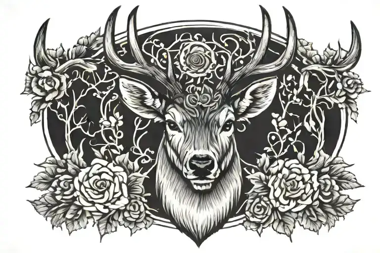 deer head front view tattoo design idea
