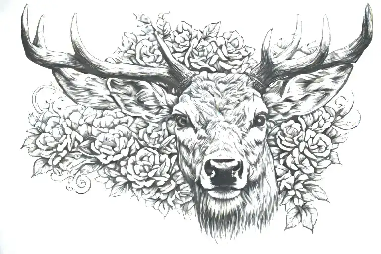 deer head front view tattoo design idea