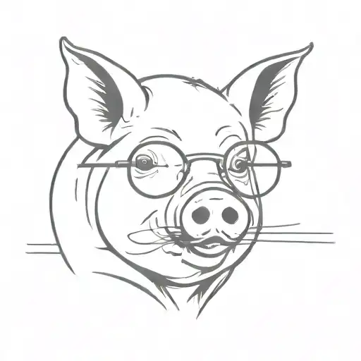 pig sunglasses tattoo design idea