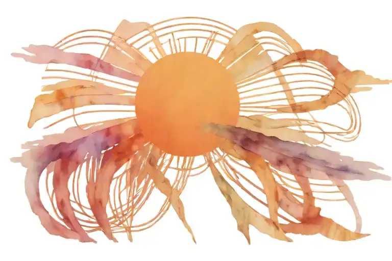 sun rays and bands alternating with lines tattoo design idea