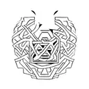 Enki symbol with ancient Sumerian script intertwined tattoo design idea