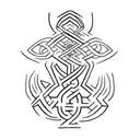 Enki symbol with ancient Sumerian script intertwined tattoo design idea