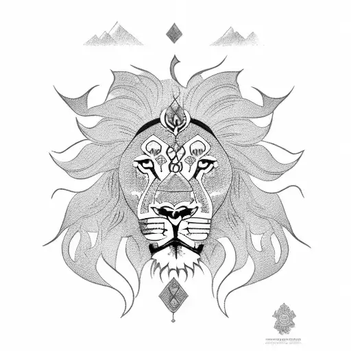 Lion Hindu Bali tattoo design idea