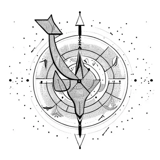 A Sagittarius archer shooting arrow constellations in a nature-inspired scene tattoo design idea
