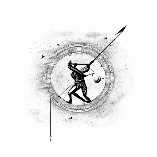 A Sagittarius archer shooting arrow constellations in a nature-inspired scene tattoo design idea