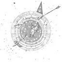 A Sagittarius archer shooting arrow constellations in a nature-inspired scene tattoo design idea