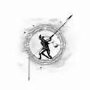 A Sagittarius archer shooting arrow constellations in a nature-inspired scene tattoo design idea