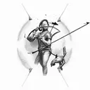 A Sagittarius archer shooting arrow constellations in a nature-inspired scene tattoo design idea