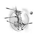 A Sagittarius archer shooting arrow constellations in a nature-inspired scene tattoo design idea