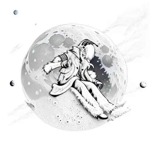 Jack Frost sitting on the Dreamwork's moon tattoo design idea