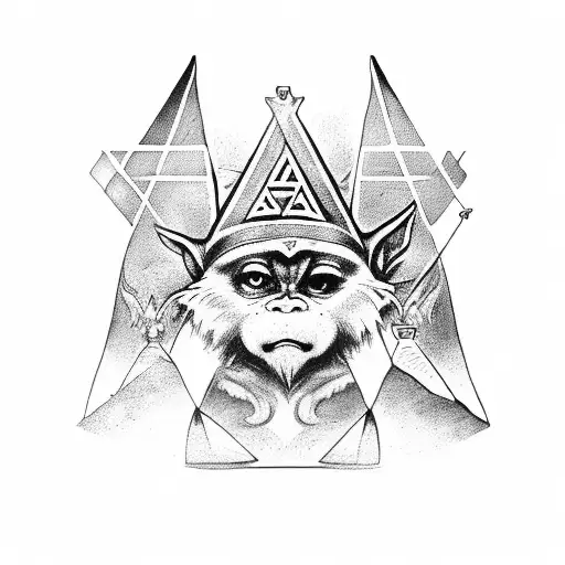 tarot card the three wise monkeys and zelda triforce  tattoo design idea