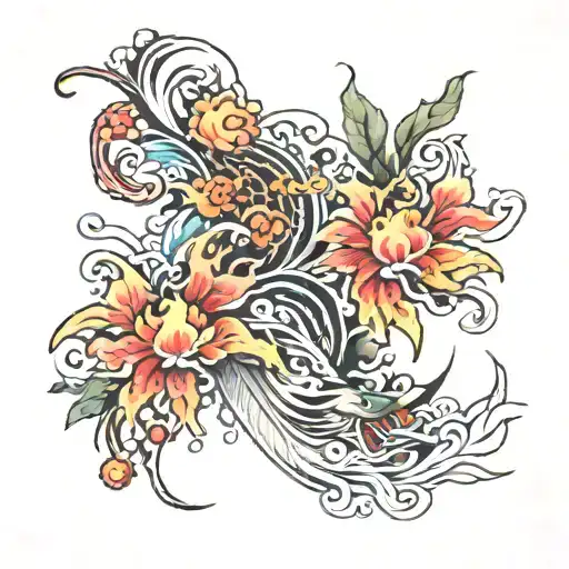 suminagashi tattoo design idea