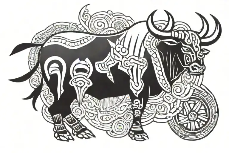 Carabao with banig weaving and teeth tattoo design idea