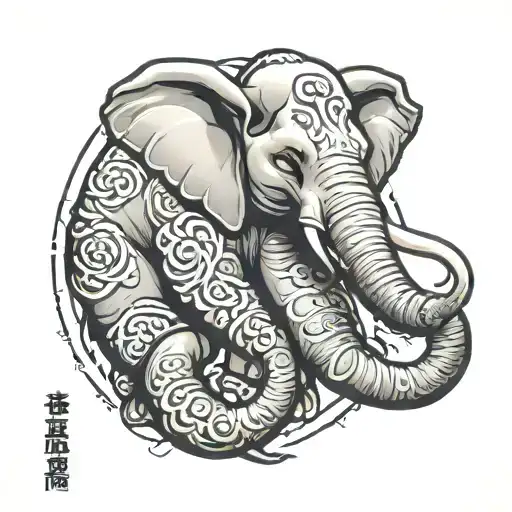 muay thai Elephant tattoo design idea