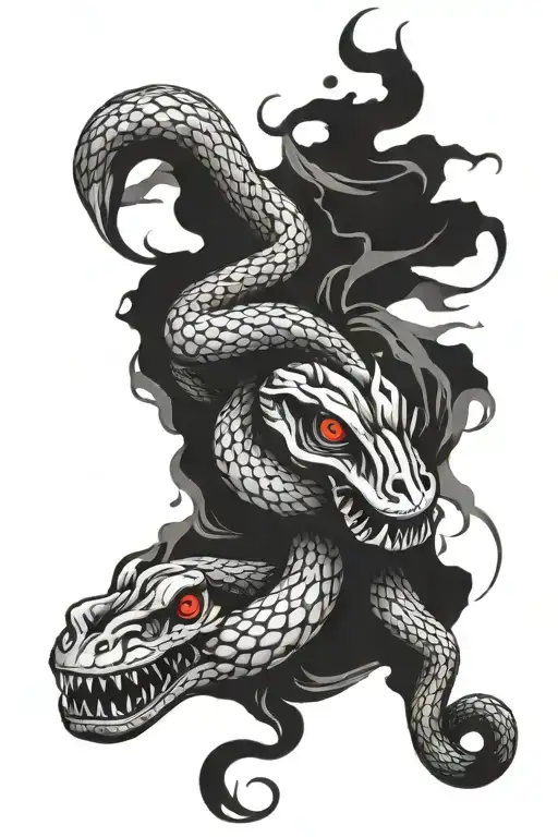A broken and twisted dead snake tattoo design idea