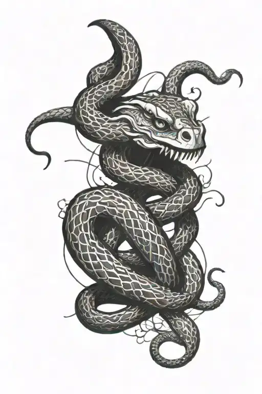 A broken and twisted dead snake tattoo design idea