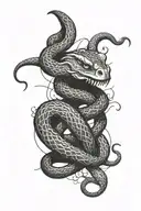 A broken and twisted dead snake tattoo design idea