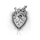 heart with flowers growing from it tattoo design idea