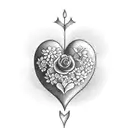 heart with flowers growing from it tattoo design idea