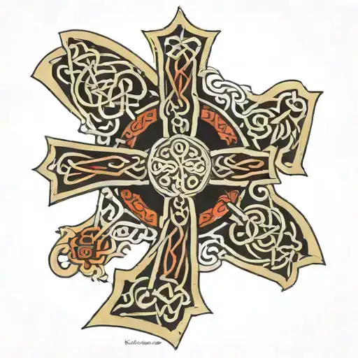 Celtic cross, 1993, bear head tattoo design idea