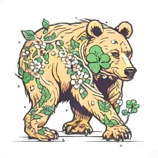 Bear, 1993, 4 leaf clover garnish, Scorpio constellation tattoo design idea