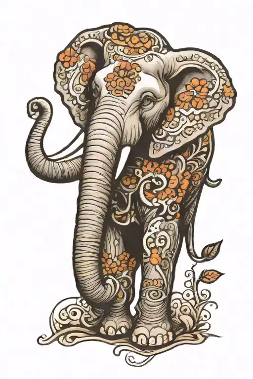 Elephant and number 92 51'41"W on arm tattoo design idea