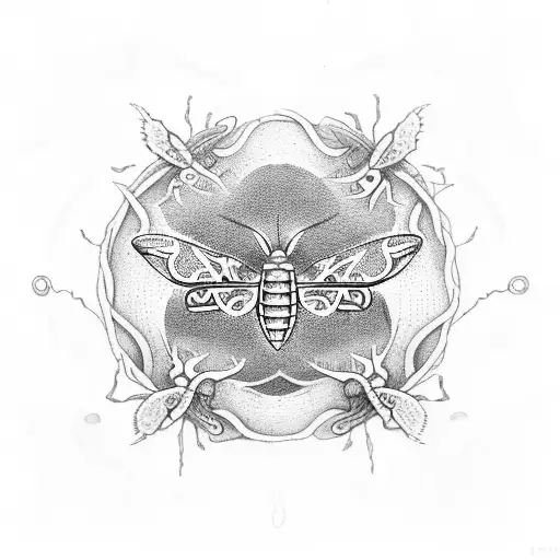 moth with frogman skeleton tattoo design idea