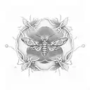 moth with frogman skeleton tattoo design idea