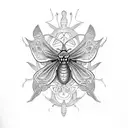 moth with frogman skeleton tattoo design idea