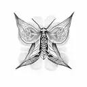 moth with frogman skeleton tattoo design idea