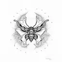 moth with frogman\ tattoo design idea