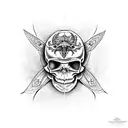 moth with frogman skull skeleton tattoo design idea