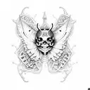 moth with frogman skull skeleton tattoo design idea