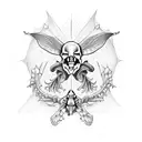 moth with frogman skull skeleton tattoo design idea