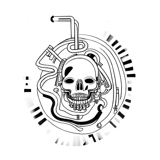 A stylized human heart with a turbocharger and NO2 symbols incorporated tattoo design idea