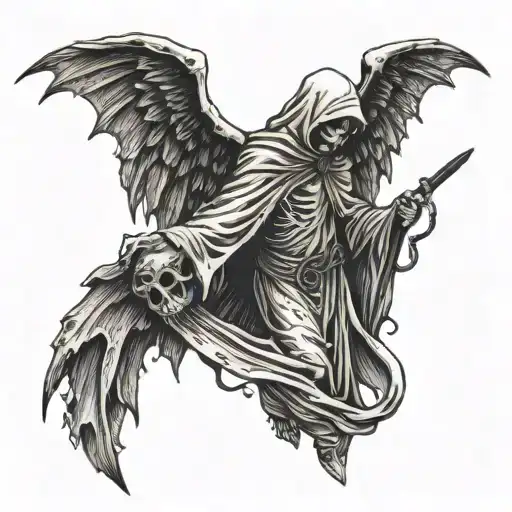 Grim Reaper with wings tattoo design idea