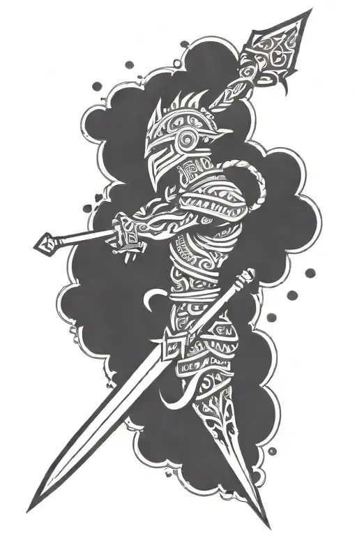 Ruler, spear, brave tattoo design idea
