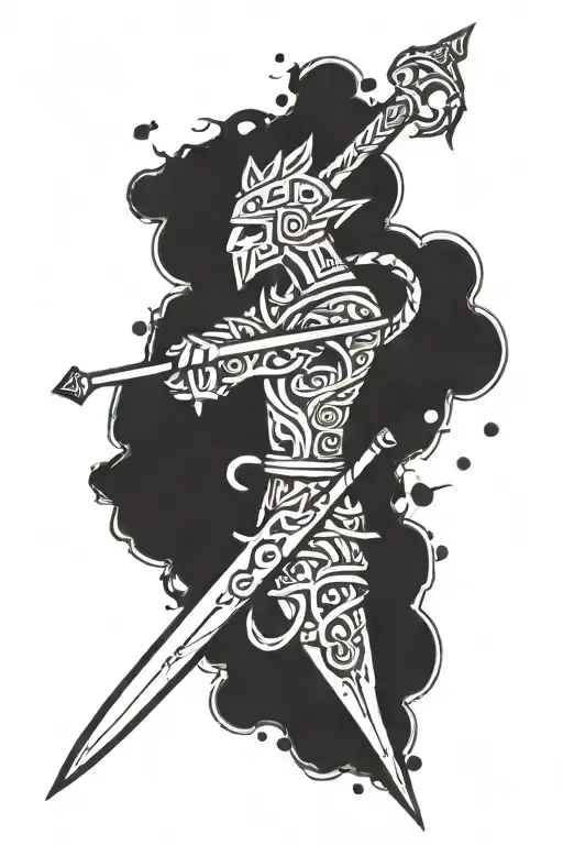 Ruler, spear, brave tattoo design idea