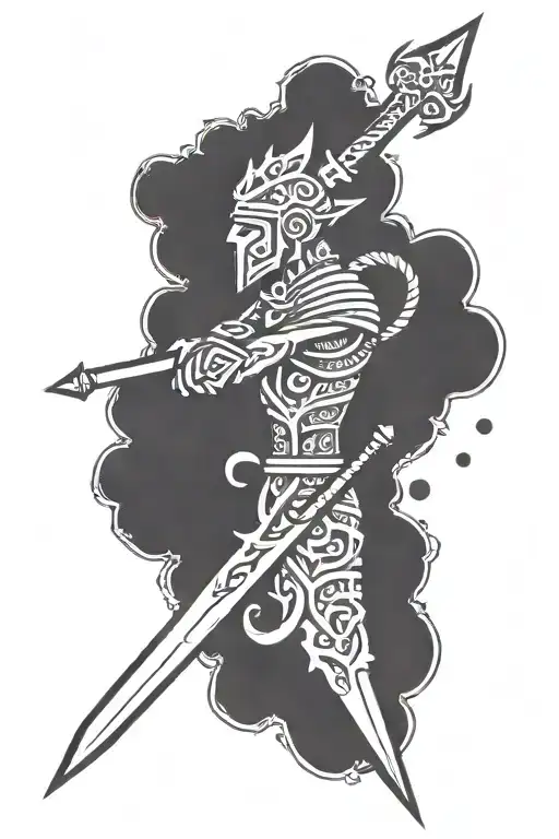 Ruler, spear, brave tattoo design idea