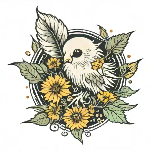 casper like ghost army dandelion flower tattoo design idea