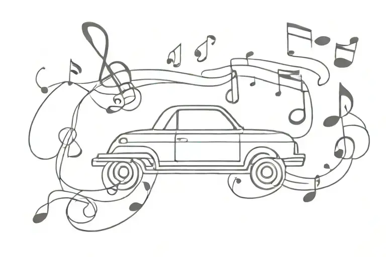 car music notes tattoo design idea