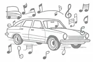 car music notes tattoo design idea