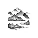 Mountain lake (compass incorporated) flowing into a river and down a waterfall splashing into an airplane  tattoo design idea